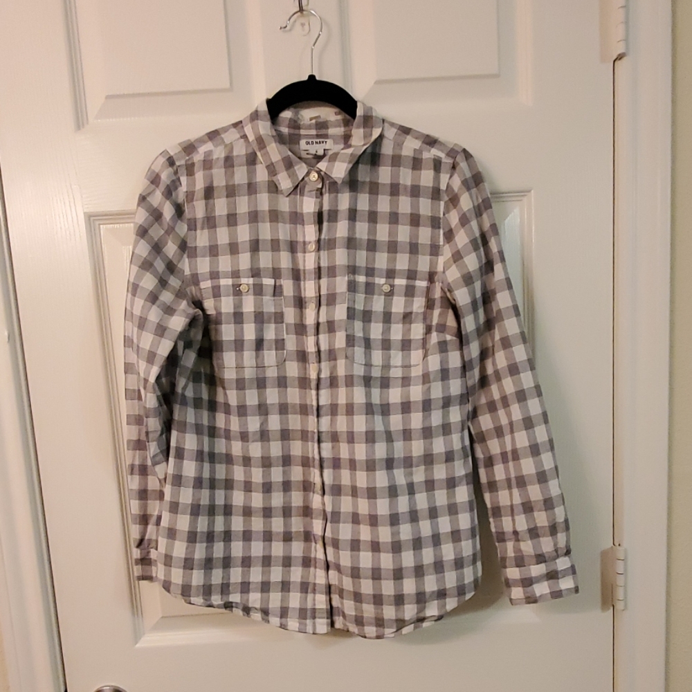 Grey and white button up